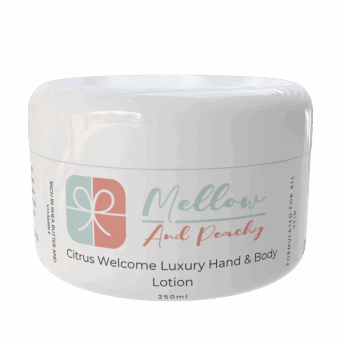 Citrus Welcome Luxury Hand and Body Lotion – Mellow and Peachy - Image 1
