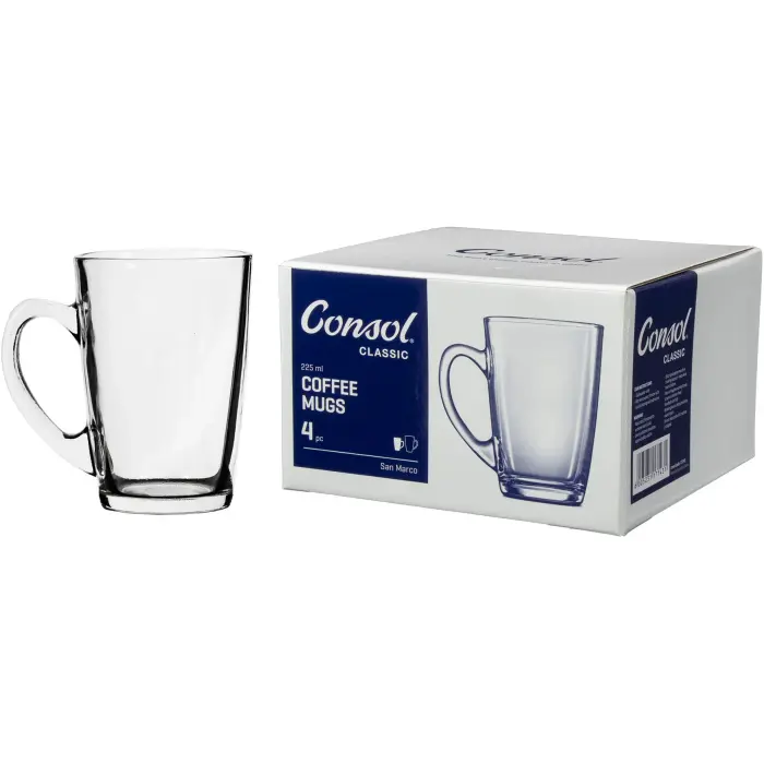 Consol Glass San Marco Latte Mugs 225ml 4 Pack - Image 2