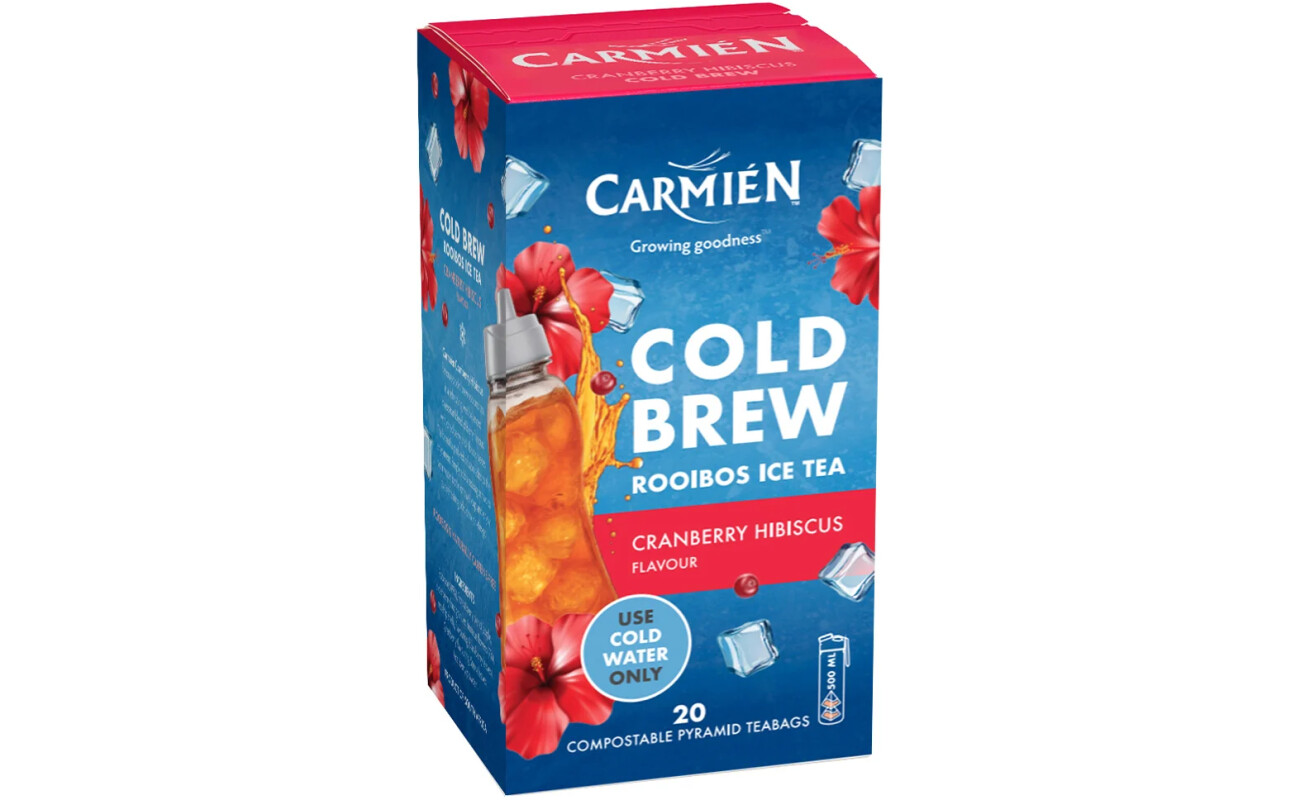 Carmien Cranberry Hibiscus Cold Brew Rooibos Tea 20 Teabags box