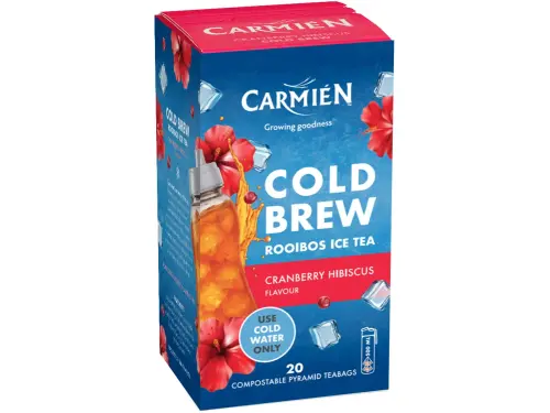 Carmien Cranberry Hibiscus Cold Brew Rooibos Tea 20 Teabags box