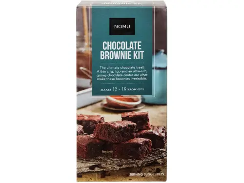 NOMU Chocolate Brownie Baking Kit packaging front view