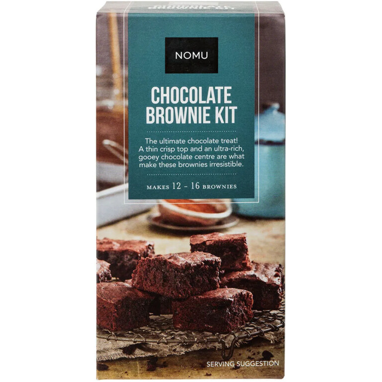 NOMU Chocolate Brownie Baking Kit packaging front view