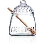 Consol Glass Honey Dispenser 590ml with Lid – Elegant 3‑Piece Honey Serving Set