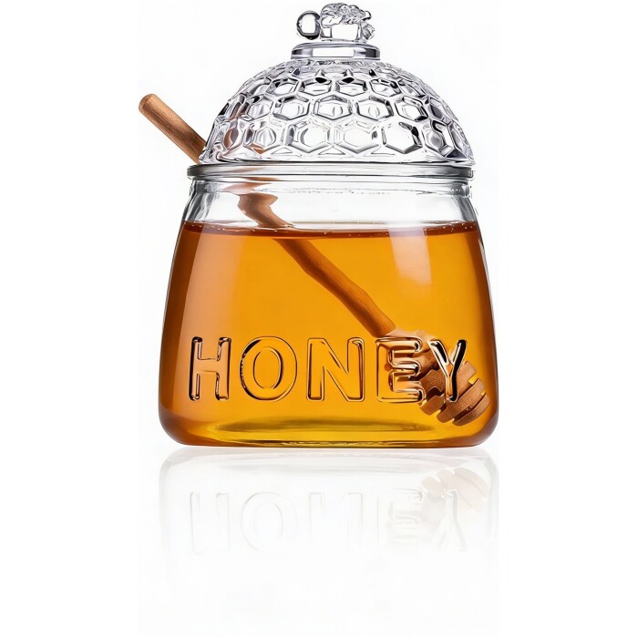 Consol Glass Honey Dispenser 590ml with Lid – Elegant 3‑Piece Honey Serving Set - Image 2