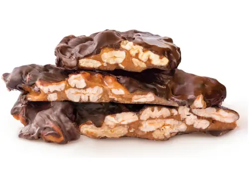 Caramelised pecans coated in 70% dark chocolate