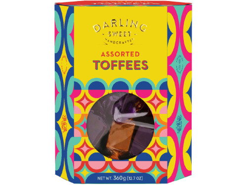 - Darling Sweet 360g Assorted Toffees box - Assorted handcrafted toffees by Darling Sweet - Darling Sweet premium toffee assortment - Six‑flavour toffee selection 360g - Darling Sweet confectionery assortment If you'd like a second version with a slightly different tone, a more concise layout, or a variant optimised for mobile readability, I can prepare that next.