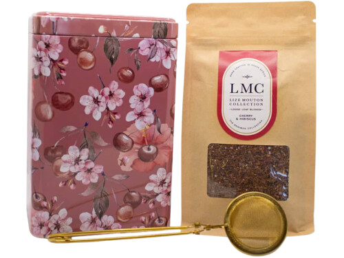 LMC Cherry and Hibiscus Rooibos Tea with Stainless Steel Strainer