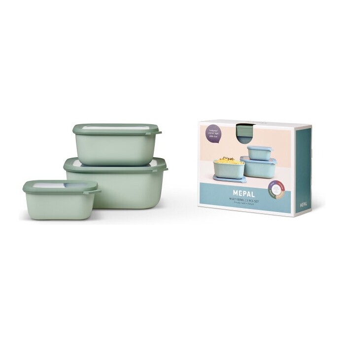 Mepal Cirqula Deep Rectangular Multi Bowl Set – 3‑Piece - Image 2