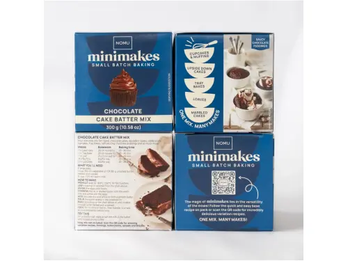NOMU Chocolate Cake Batter Mix ingredients and nutritional panel