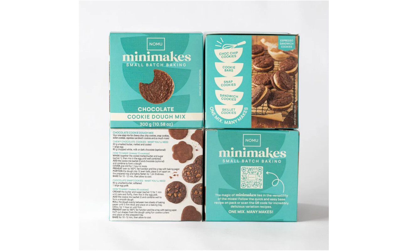 NOMU Chocolate Cookie Dough Mix ingredients and nutritional panel