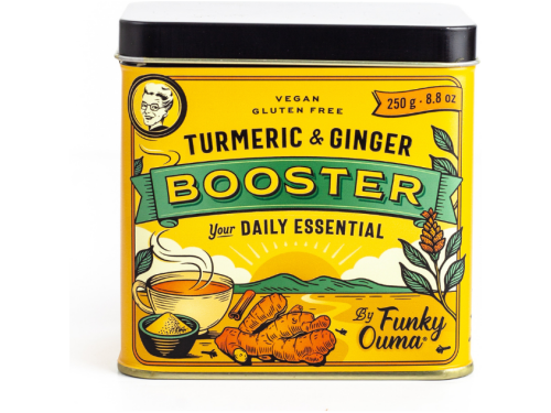 Funky Ouma Turmeric and Ginger Booster 250g jar front view