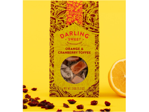 Darling Sweet Orange & Cranberry Toffee 150g packaging