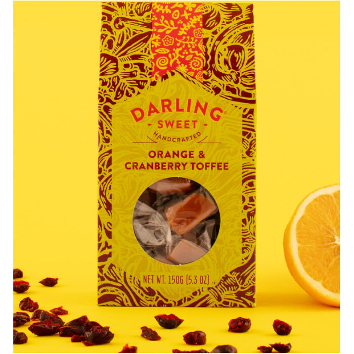 Darling Sweet Orange & Cranberry Toffee 150g packaging