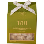 1701 Salted Caramel Brittle & Pistachio Honey Nougat Box 160g front view