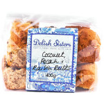 Delish Sisters Coconut, Pecan & Raisin Rusks 400g in packaging