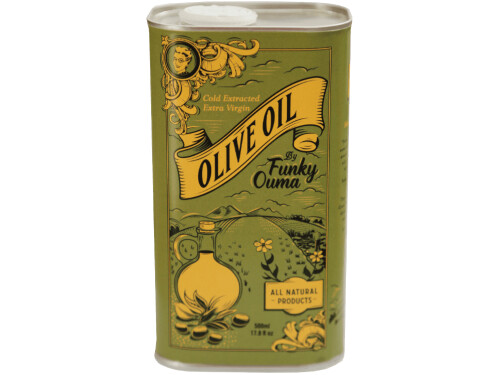 Funky Ouma Olive Oil Tin 500ml front view
