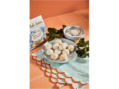 Delish Sisters Pecan Nut Shortbread dusted with icing sugar