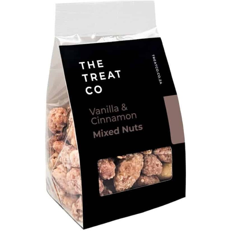 The Treat Co. Vanilla & Cinnamon Mixed Nuts packaging 130g