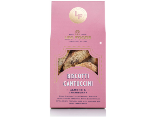Leo Foods Biscotti Cantuccini Almond & Cranberry 180g packaging