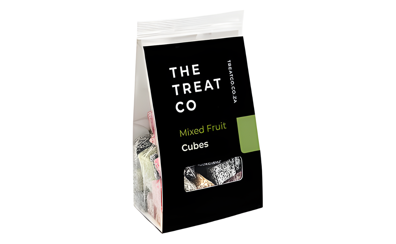 Soft coated mixed fruit cubes from The Treat Co