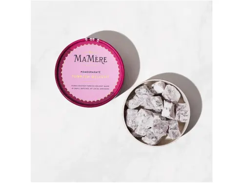 Close‑up of soft pomegranate Turkish delight pieces