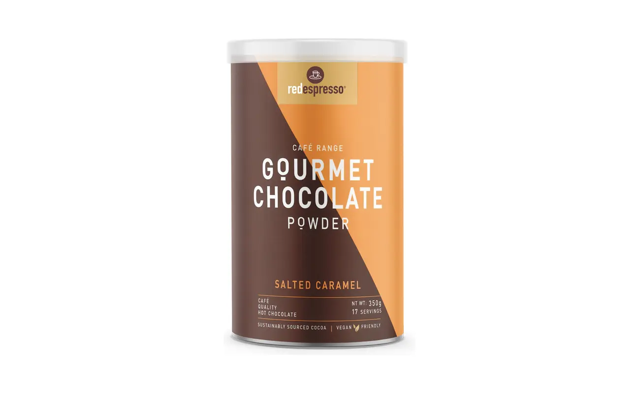 Redespresso Salted Caramel Gourmet Chocolate Powder Tin 350g front view