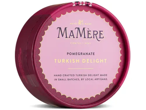 Ma Mère Confections Pomegranate Turkish Delight 225g in packaging