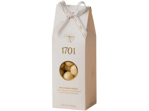 1701 white chocolate gold dusted macadamia pearls 200g