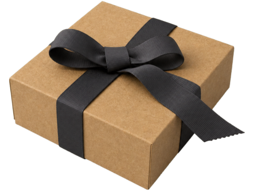 Gift Box and Ribbon - Brown & Charcoal