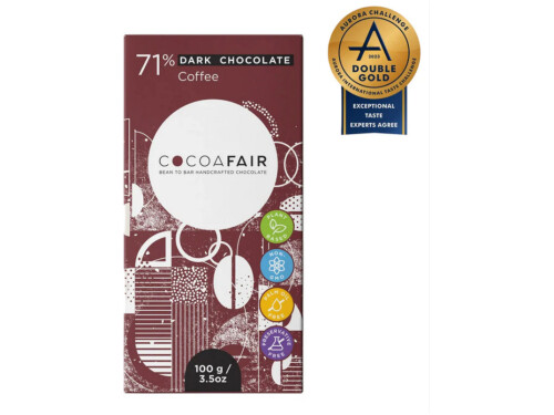 cocoafair 71 percent dark chocolate with coffee 100g