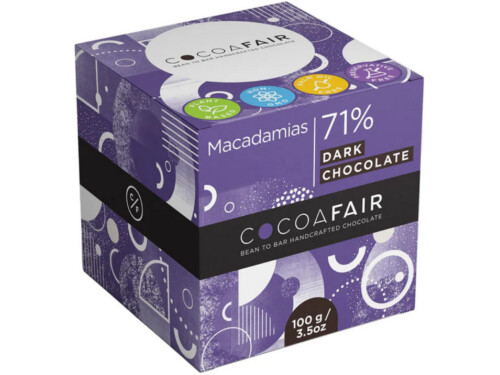 Cocoafair Macadamias in 71% Dark Chocolate (100g)