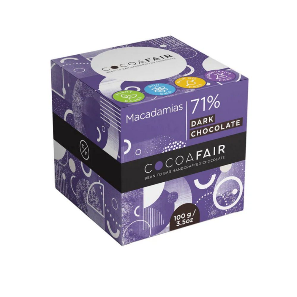 Cocoafair Macadamias in 71% Dark Chocolate (100g) Cocoafair Macadamias in 71% Dark Chocolate (100g)