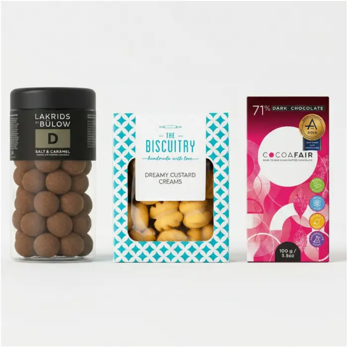 Luxury liquorice chocolate biscuit curated gift set