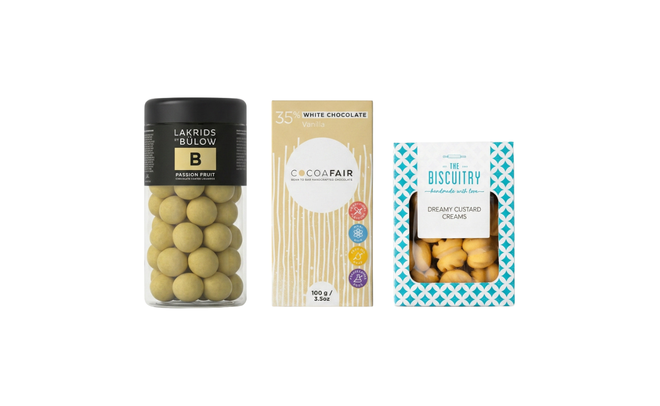 The Tropical Luxury Trio – Passion Fruit, White Chocolate & Biscuit Set