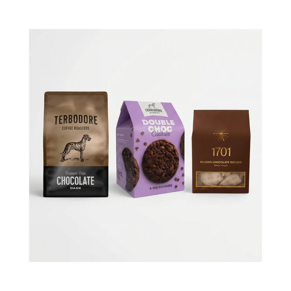 Terbodore Hot Chocolate – Double Choc Cookie and 1701 Nougat Gift Set Premium South African chocolate pairing