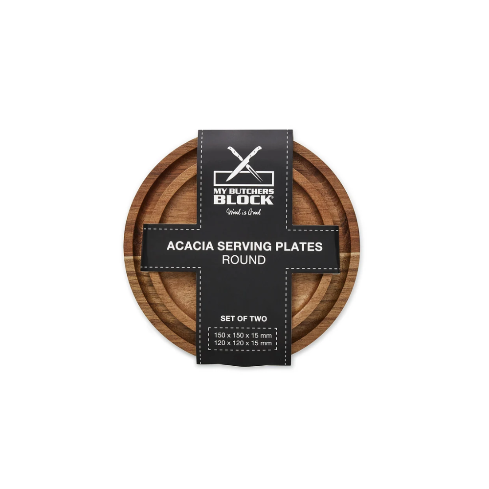 My Butcher’s Block Set of 2 Acacia Serving Plates Round